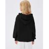 imageFlygo Unisex Girls Boys Embossed Pullover Hoodie Kids Basic Long Sleeve Soft Sweatshirt with PocketsBlack