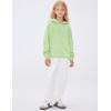 imageFlygo Unisex Girls Boys Embossed Pullover Hoodie Kids Basic Long Sleeve Soft Sweatshirt with PocketsGreen