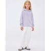 imageFlygo Unisex Girls Boys Embossed Pullover Hoodie Kids Basic Long Sleeve Soft Sweatshirt with PocketsLightpurple