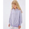 imageFlygo Unisex Girls Boys Embossed Pullover Hoodie Kids Basic Long Sleeve Soft Sweatshirt with PocketsLightpurple