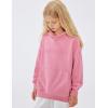 imageFlygo Unisex Girls Boys Embossed Pullover Hoodie Kids Basic Long Sleeve Soft Sweatshirt with PocketsPink