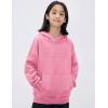 imageFlygo Unisex Girls Boys Embossed Pullover Hoodie Kids Basic Long Sleeve Soft Sweatshirt with PocketsPink