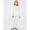 imageFlygo Unisex Girls Boys Embossed Pullover Hoodie Kids Basic Long Sleeve Soft Sweatshirt with PocketsWhite
