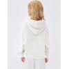 imageFlygo Unisex Girls Boys Embossed Pullover Hoodie Kids Basic Long Sleeve Soft Sweatshirt with PocketsWhite