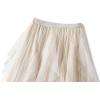 imageFlygo Womens A Line Ruffle Tulle Midi Skirt Embroidered Pearls Beading Fairy High Waisted Long Mesh Tutu SkirtsApricot
