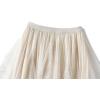 imageFlygo Womens A Line Ruffle Tulle Midi Skirt Embroidered Pearls Beading Fairy High Waisted Long Mesh Tutu SkirtsApricot