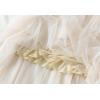 imageFlygo Womens A Line Ruffle Tulle Midi Skirt Embroidered Pearls Beading Fairy High Waisted Long Mesh Tutu SkirtsApricot