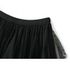 imageFlygo Womens A Line Ruffle Tulle Midi Skirt Embroidered Pearls Beading Fairy High Waisted Long Mesh Tutu SkirtsBlack