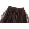 imageFlygo Womens A Line Ruffle Tulle Midi Skirt Embroidered Pearls Beading Fairy High Waisted Long Mesh Tutu SkirtsCoffee