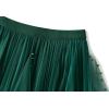 imageFlygo Womens A Line Ruffle Tulle Midi Skirt Embroidered Pearls Beading Fairy High Waisted Long Mesh Tutu SkirtsGreen