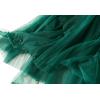 imageFlygo Womens A Line Ruffle Tulle Midi Skirt Embroidered Pearls Beading Fairy High Waisted Long Mesh Tutu SkirtsGreen