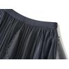 imageFlygo Womens A Line Ruffle Tulle Midi Skirt Embroidered Pearls Beading Fairy High Waisted Long Mesh Tutu SkirtsGrey