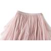 imageFlygo Womens A Line Ruffle Tulle Midi Skirt Embroidered Pearls Beading Fairy High Waisted Long Mesh Tutu SkirtsPink