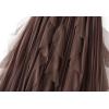 imageFlygo Womens A Line Ruffle Tulle Midi Skirt High Waisted Fairy Long Mesh Tutu SkirtsCoffee