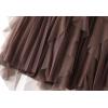 imageFlygo Womens A Line Ruffle Tulle Midi Skirt High Waisted Fairy Long Mesh Tutu SkirtsCoffee