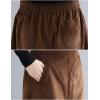 imageFlygo Womens Back Elastic Split A Line Loose Mid Long Corduroy SkirtKhaki