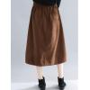 imageFlygo Womens Back Elastic Split A Line Loose Mid Long Corduroy SkirtKhaki