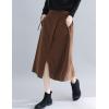 imageFlygo Womens Back Elastic Split A Line Loose Mid Long Corduroy SkirtKhaki