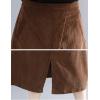 imageFlygo Womens Back Elastic Split A Line Loose Mid Long Corduroy SkirtKhaki