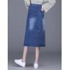 imageFlygo Womens Casual High Waisted Button Down ALine Midi Long Denim SkirtBlue