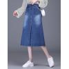 imageFlygo Womens Casual High Waisted Button Down ALine Midi Long Denim SkirtBlue