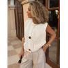 imageFlygo Womens Crochet Sweater Vest Sleeveless 2025 Trendy Spring Summer Tops Button Crop Chunky Knit Sweaters CardiganBeige
