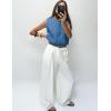 imageFlygo Womens Crochet Sweater Vest Sleeveless 2025 Trendy Spring Summer Tops Button Crop Chunky Knit Sweaters CardiganBlue