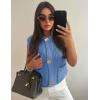 imageFlygo Womens Crochet Sweater Vest Sleeveless 2025 Trendy Spring Summer Tops Button Crop Chunky Knit Sweaters CardiganBlue