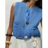 imageFlygo Womens Crochet Sweater Vest Sleeveless 2025 Trendy Spring Summer Tops Button Crop Chunky Knit Sweaters CardiganBlue