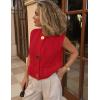 imageFlygo Womens Crochet Sweater Vest Sleeveless 2025 Trendy Spring Summer Tops Button Crop Chunky Knit Sweaters CardiganRed