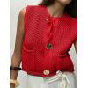 imageFlygo Womens Crochet Sweater Vest Sleeveless 2025 Trendy Spring Summer Tops Button Crop Chunky Knit Sweaters CardiganRed
