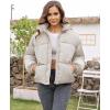 imageFlygo Womens Cropped Puffer Jacket Zip Up Stand Collar Lightweight Quilted Padded Down Winter Warm Jackets Coats with PocketsBeige