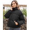 imageFlygo Womens Cropped Puffer Jacket Zip Up Stand Collar Lightweight Quilted Padded Down Winter Warm Jackets Coats with PocketsBlack