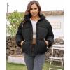 imageFlygo Womens Cropped Puffer Jacket Zip Up Stand Collar Lightweight Quilted Padded Down Winter Warm Jackets Coats with PocketsBlack