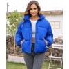 imageFlygo Womens Cropped Puffer Jacket Zip Up Stand Collar Lightweight Quilted Padded Down Winter Warm Jackets Coats with PocketsBlue