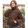 imageFlygo Womens Cropped Puffer Jacket Zip Up Stand Collar Lightweight Quilted Padded Down Winter Warm Jackets Coats with PocketsBrown
