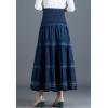 imageFlygo Womens Elastic High Waist ALine Pleated Flared Long Swing Maxi Skirt One Size Blue