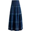 imageFlygo Womens Elastic High Waist ALine Pleated Flared Long Swing Maxi Skirt One Size Blue