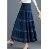 imageFlygo Womens Elastic High Waist ALine Pleated Flared Long Swing Maxi Skirt One Size Blue