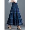 imageFlygo Womens Elastic High Waist ALine Pleated Flared Long Swing Maxi Skirt One Size Blue