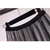 imageFlygo Womens Elastic Waist ALine Tulle Skirt Mesh Layers Gradient Color Shiny Pleated Swing SkirtsBlack