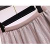 imageFlygo Womens Elastic Waist ALine Tulle Skirt Mesh Layers Gradient Color Shiny Pleated Swing SkirtsKhaki