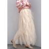 imageFlygo Womens Elastic Waist Ballet Layered Princess Mesh Tulle Long SkirtApricot