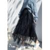 imageFlygo Womens Elastic Waist Ballet Layered Princess Mesh Tulle Long SkirtBlack