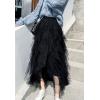 imageFlygo Womens Elastic Waist Ballet Layered Princess Mesh Tulle Long SkirtBlack