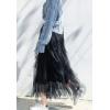 imageFlygo Womens Elastic Waist Ballet Layered Princess Mesh Tulle Long SkirtBlack
