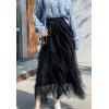 imageFlygo Womens Elastic Waist Ballet Layered Princess Mesh Tulle Long SkirtBlack