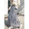imageFlygo Womens Elastic Waist Ballet Layered Princess Mesh Tulle Long SkirtGrey