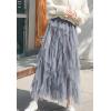 imageFlygo Womens Elastic Waist Ballet Layered Princess Mesh Tulle Long SkirtGrey
