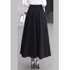 imageFlygo Womens Fall Winter ALine Flare Swing Pleated Long Maxi Wool Skater SkirtBlack